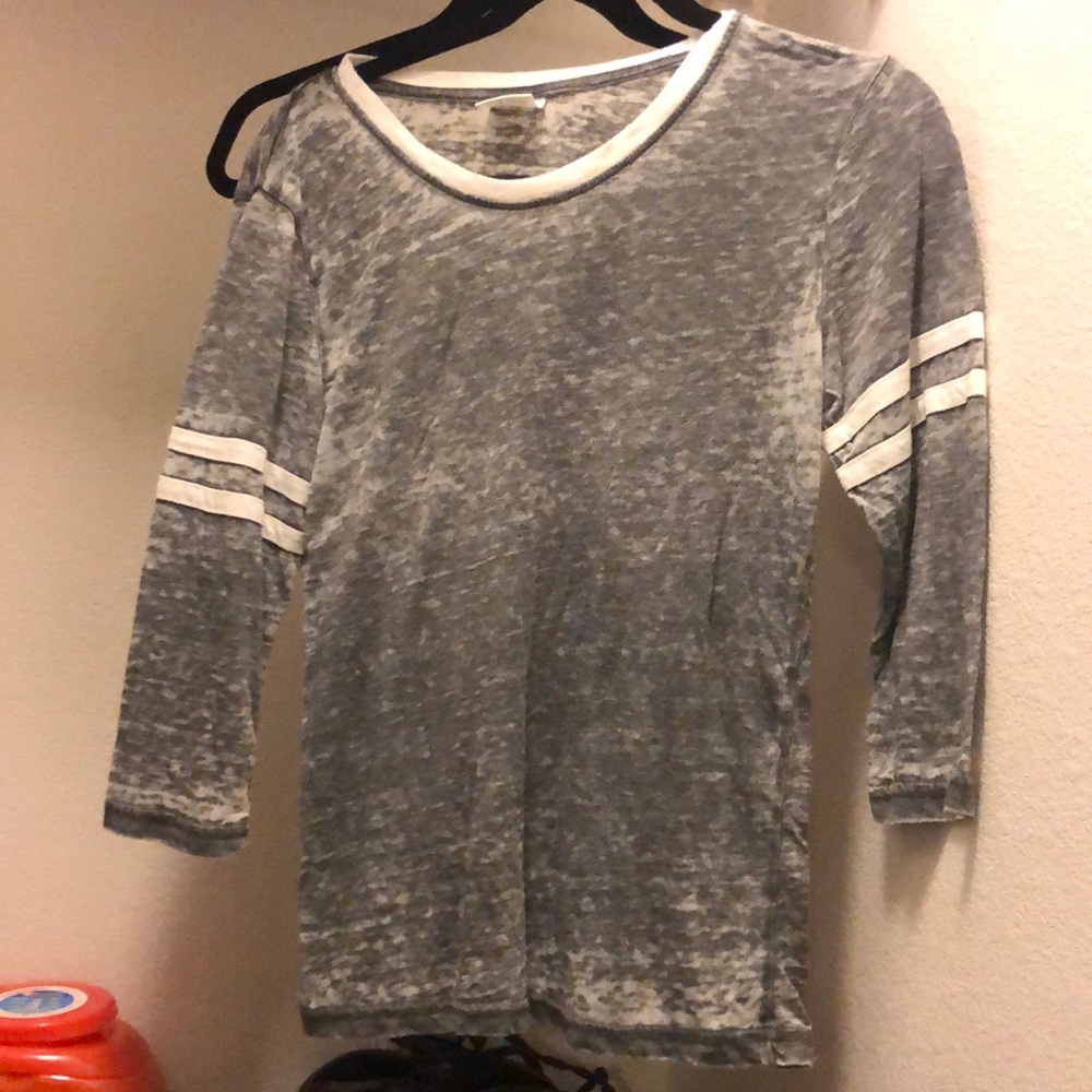 DARK GREY & WHITE STRIPED EXIST LONG-SLEEVE TEE
